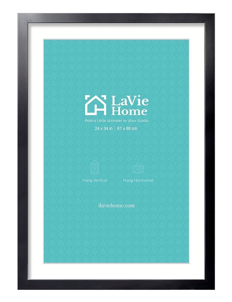 LaVie Home 24x34 Picture Frame, 24x34 Black Picture Frame with HD Plexiglas, 24 by 34 Display Frame 1 Pack, Classic Collection 24x34 Black