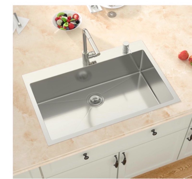 ( similar)Single bowl dual- mount kitchen sink kit  rectangular stainles steel finish 33inx22x9in