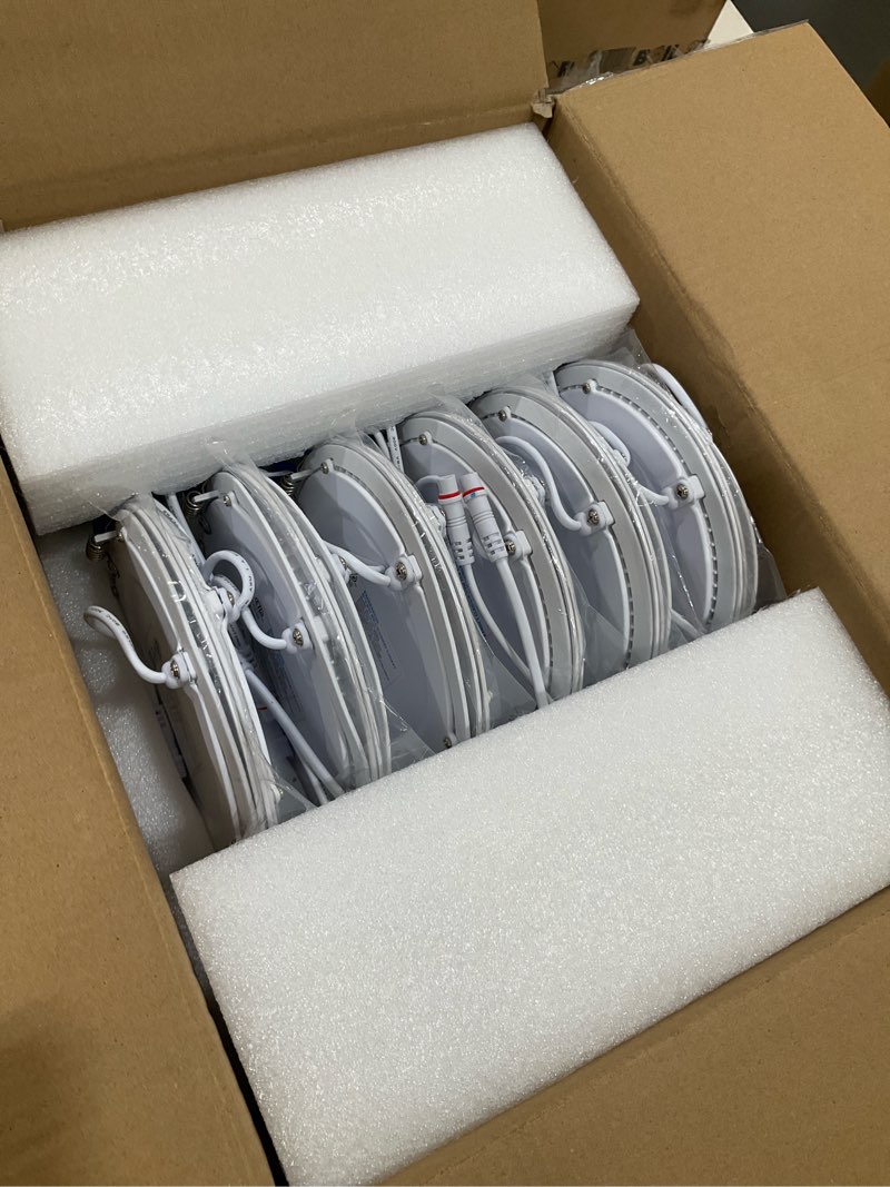 Condition photo showing Good Condition for ensenior 12 pack 6 inch led recessed ceiling light, dimmable, 2700k-5000k 5cct, 1200lm 12w 120v, high brightness canless wafer downlight - etl&fcc&ic 6 inch 2700k/3000k/3500k/4000k/5000k - 5cct white