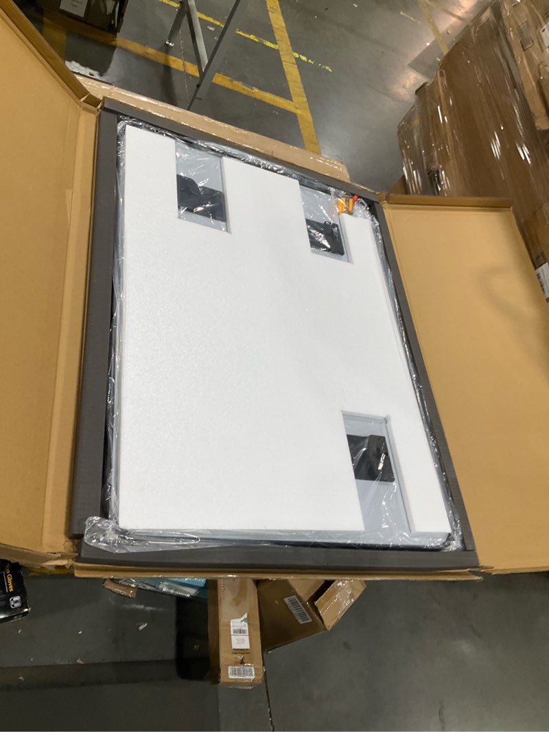 Condition photo showing Good Condition for koonmi black framed bathroom mirror - 30x22 inch shatterproof tempered glass vanity mirror for bathroom sink, wall mounted with matte aluminum alloy frame, no distortion, modern decor 30"l x 22"w