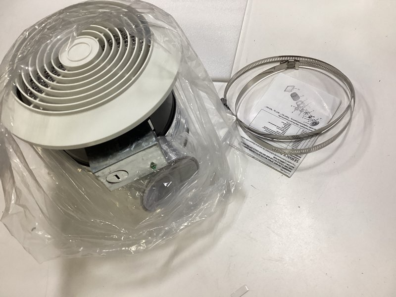 Condition photo showing As Is for 512M Bathroom Exhaust Fan, 6 Inch Wall Mounted Kitchen Exhaust Fan with White Grille, 80 CFM 4.0 Sones, 15-Inch Retractable Duct, Garage Fan, Bathroom Fan, Attic Fan