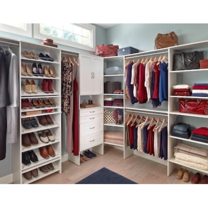 closetmaid brightwood corner corner unit white solid shelving wood closet system