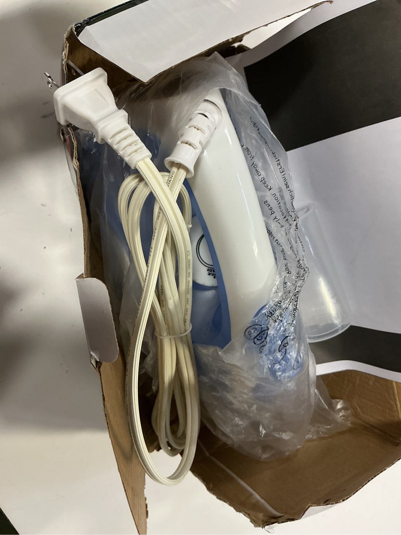 Condition photo showing As Is for Impress Basic Clothing Iron | Non-Stick | Compact | Spray | Adjustable Steam | Fabric Selector | Swivel Cord | Lightweight | 1200-Watt (Blue)