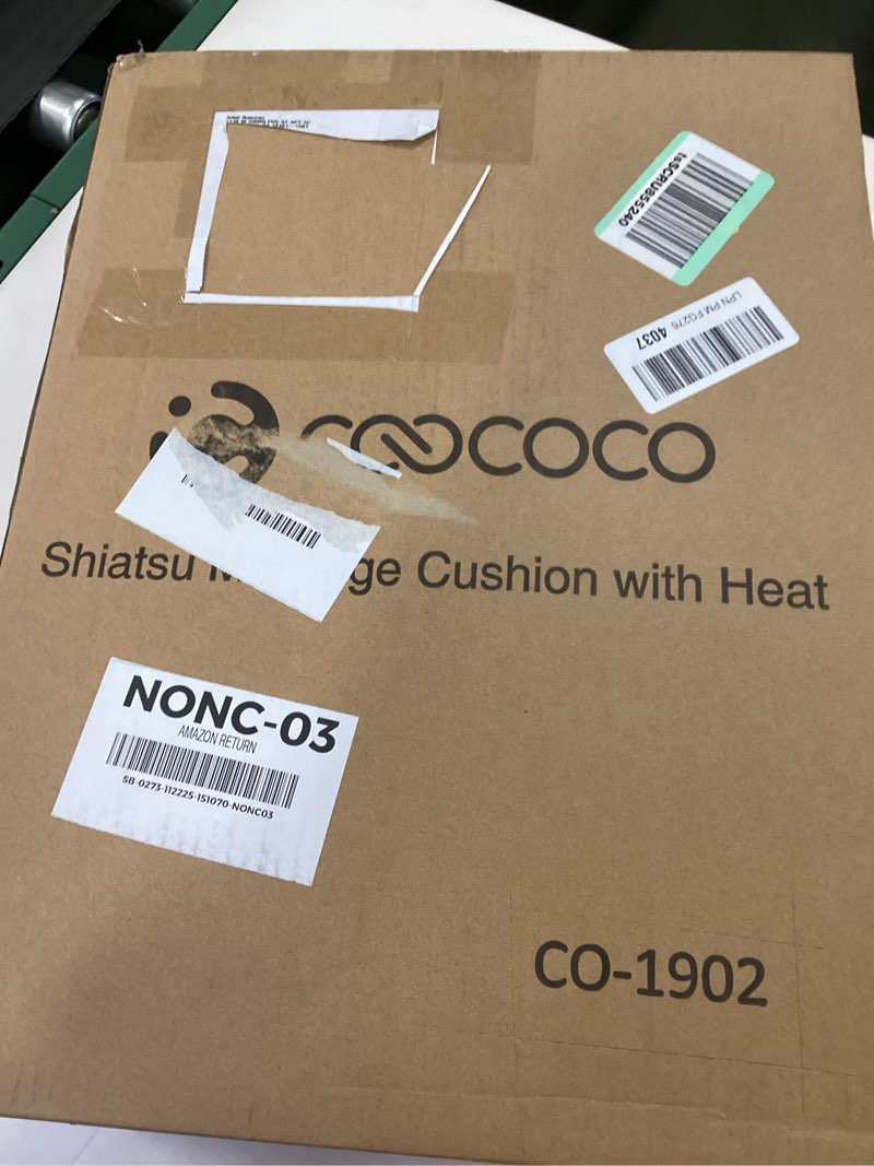 Condition photo showing New/Like New for CooCoCo Vibration Back Massager with Heat, Gifts for Him Men Husband, Massage Chair Pad with 8 Vibrating Motors & 2 Levels Heat, Heated Seat Cushion for Home Office Use