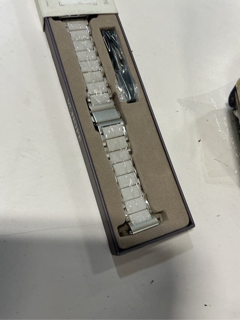 Condition photo showing New/Like New for v.r.hope apple watch band for women 38mm 40mm 41mm 42mm fashion rose gold stainless steel metal strap with resin inlay, fashion bracelet compatible with iwatch series11/10/9/8/7/6/5/4/3/2/1/se ?starlight+starlight) metal starlight-starlight 38mm/40mm/41mm/42mm(series 11)
