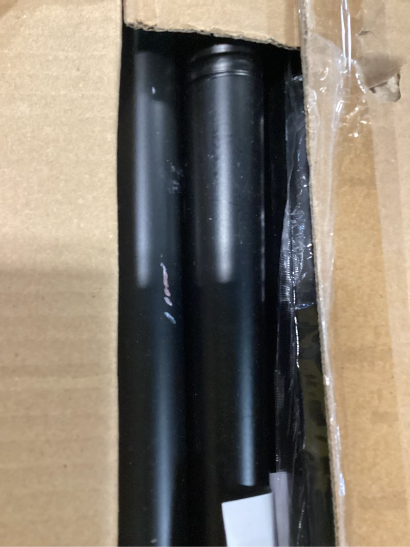 Condition photo showing As Is for matte black extra long tension shower curtain rod no drilling adjustable 30-108 in(9ft) 1.1" diameter stainless steel, rustproof heavy duty, room divider for bathroom window patio closet