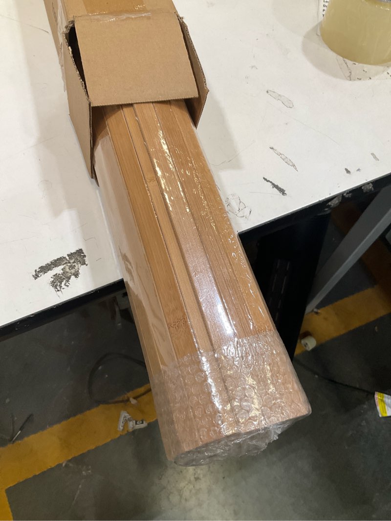 Condition photo showing Good Condition for kelixu natural bamboo wall panel 1 pcs, 48" w x 96" l pole wrap roll, diy wall decor slat wall paneling, interior wainscoting wall cladding for kitchen, living room, office, carbonized 1 carbonized