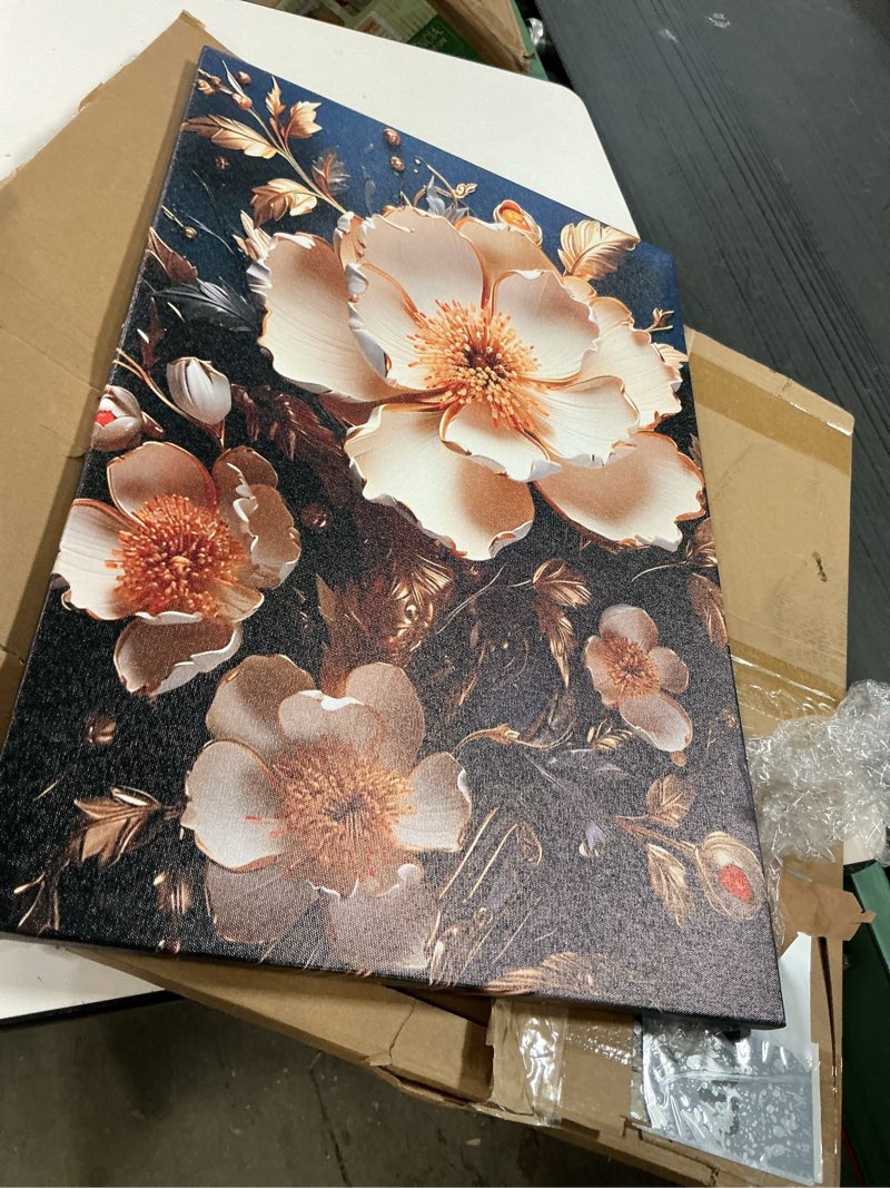 Condition photo showing Good Condition for Abstract Flower Canvas Wall Art White Floral Texture Poster Prints Serene Blossoms Wall decor pictures for Bedroom and Bathroom Home Decorations Framed(16inx24in Canvas)