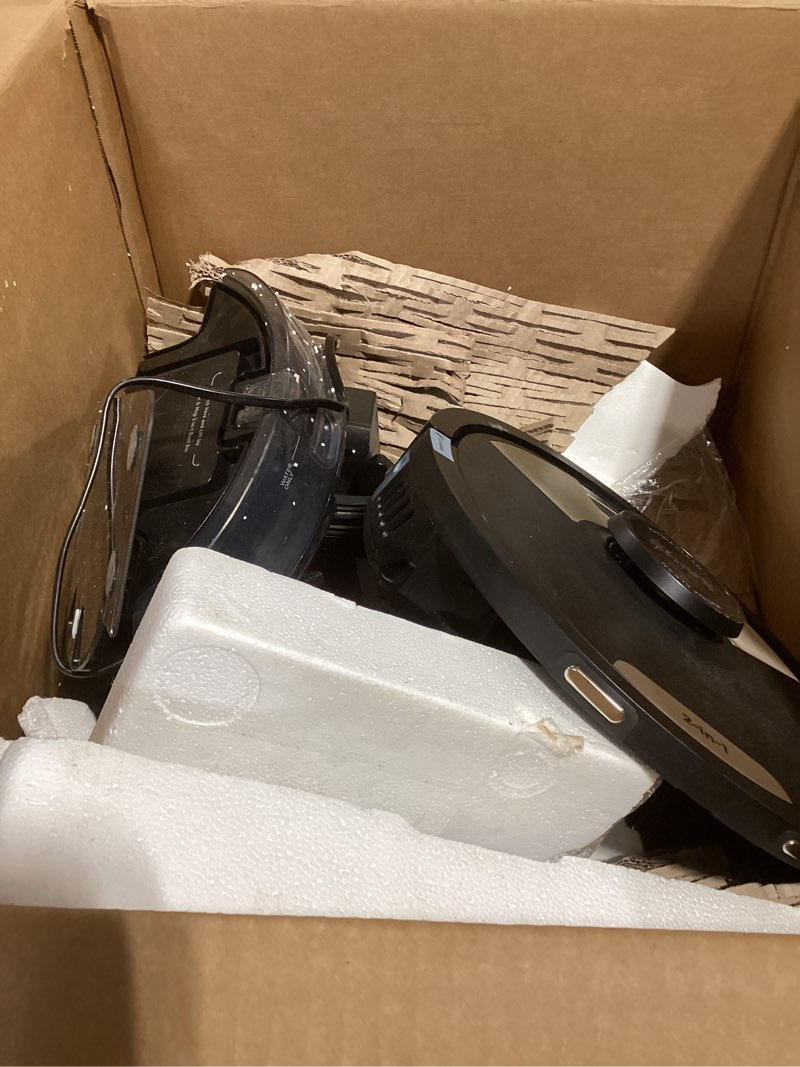 Condition photo showing As Is for Shark Matrix Plus 2in1 Robot Vacuum & Mop with Sonic Mopping, Matrix Clean, Home Mapping, HEPA Bagless Self Empty Base, CleanEdge, for Pet Hair, Wifi, Black/Silver (RV2610WA) Wet&Dry Self-Empty (60 Day)(Black/Silver)
