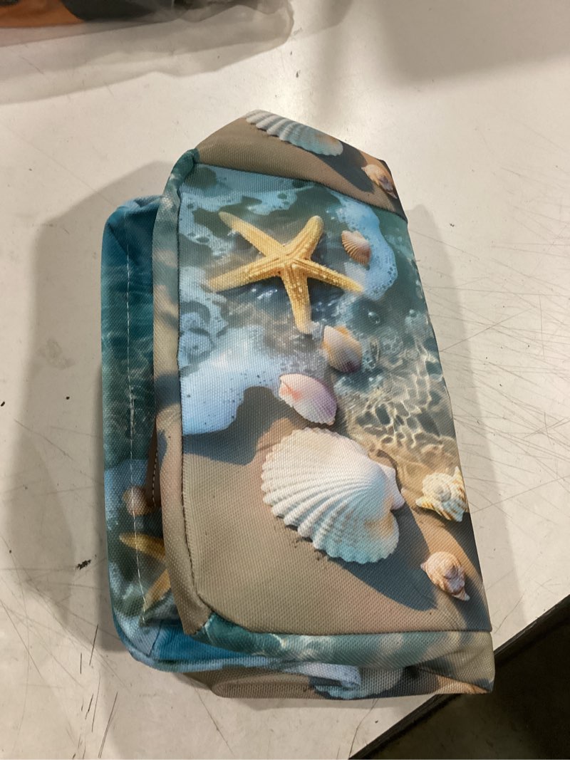 Condition photo showing Good Condition for beach starfish seashell storage basket for shelves, storage bins with handles, collapsible basket for organizing, closet toy baskets for nursery room, 15x11x9.5 in, canvas, ocean animal ocean sea starfish seashell beach