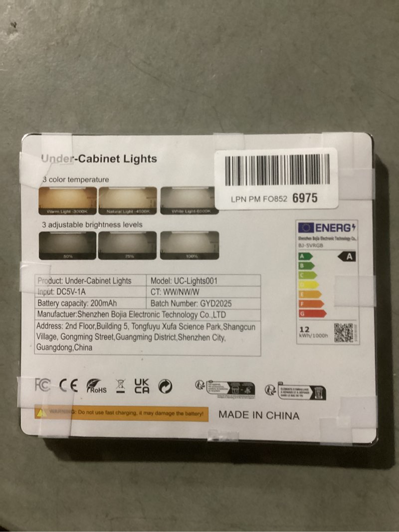 Condition photo showing Good Condition for under cabinet lighting 4 inches rechargeable motion sensor light indoor, 3 color dimmable closet light battery operated, usb stick on led magnetic under counter lights for kitchen stair,12 packs 4inch-12pack