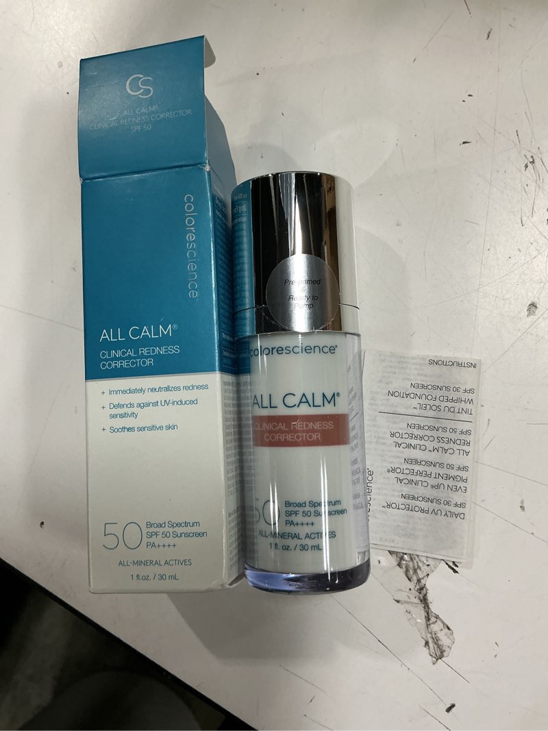 Condition photo showing New/Like New for (exp 08/2026) colorescience all calm clinical redness corrector spf 50, 1 fl oz