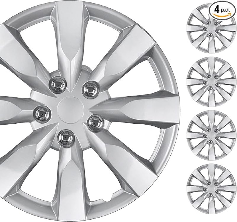 bdk hubcaps wheel covers for toyota corolla 16” – four (4) pieces corrosion-free & sturdy – full heat & impact resistant grade – replacement, 4 pack