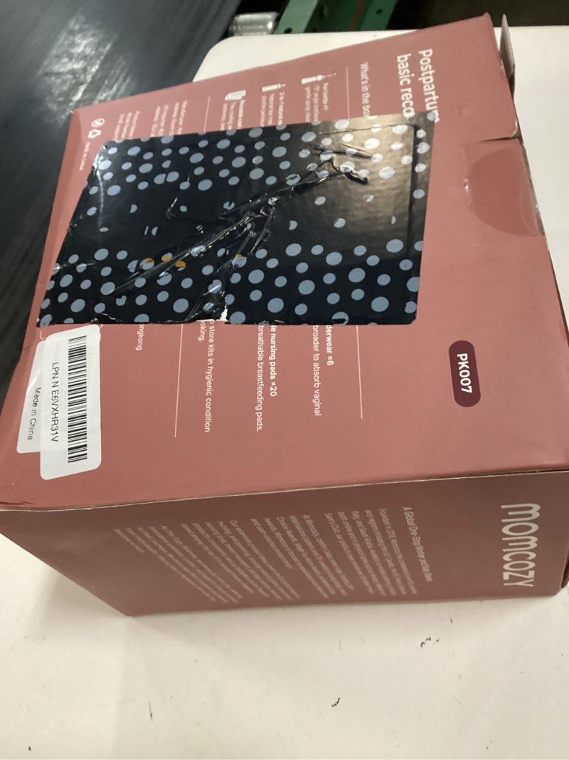 Condition photo showing New/Like New for momcozy postpartum recovery essentials kit, labor delivery mom care kit, self-absorbent disposable underwear nipple nursing pads upside down peri bottle cold pads cooling foam canvas bag set