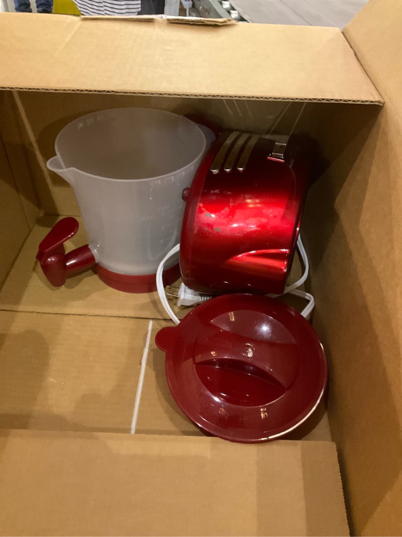 Condition photo showing As Is for Nostalgia Retro Frother and Hot Chocolate Maker and Dispenser, 32 Oz, for Coffees, Lattes, Cappuccinos, Red