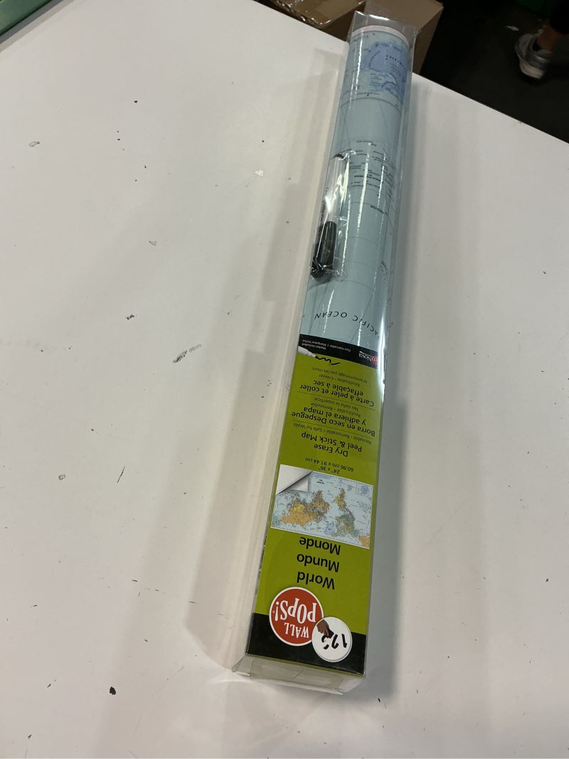 Condition photo showing New/Like New for wallpops wpe99074 world dry erase map, multicolor 24x36 inch