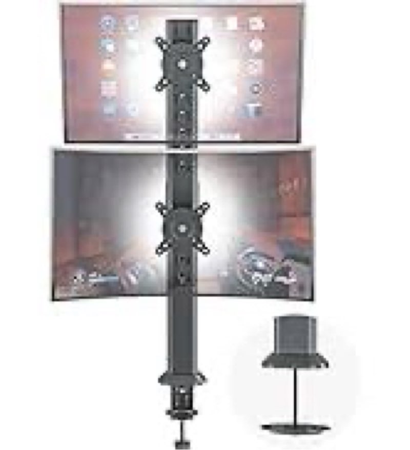 Dual Monitor Stand - Vertical Stack Screen Free-Standing Monitor Riser Fits Two 13 to 34 Inch Screen