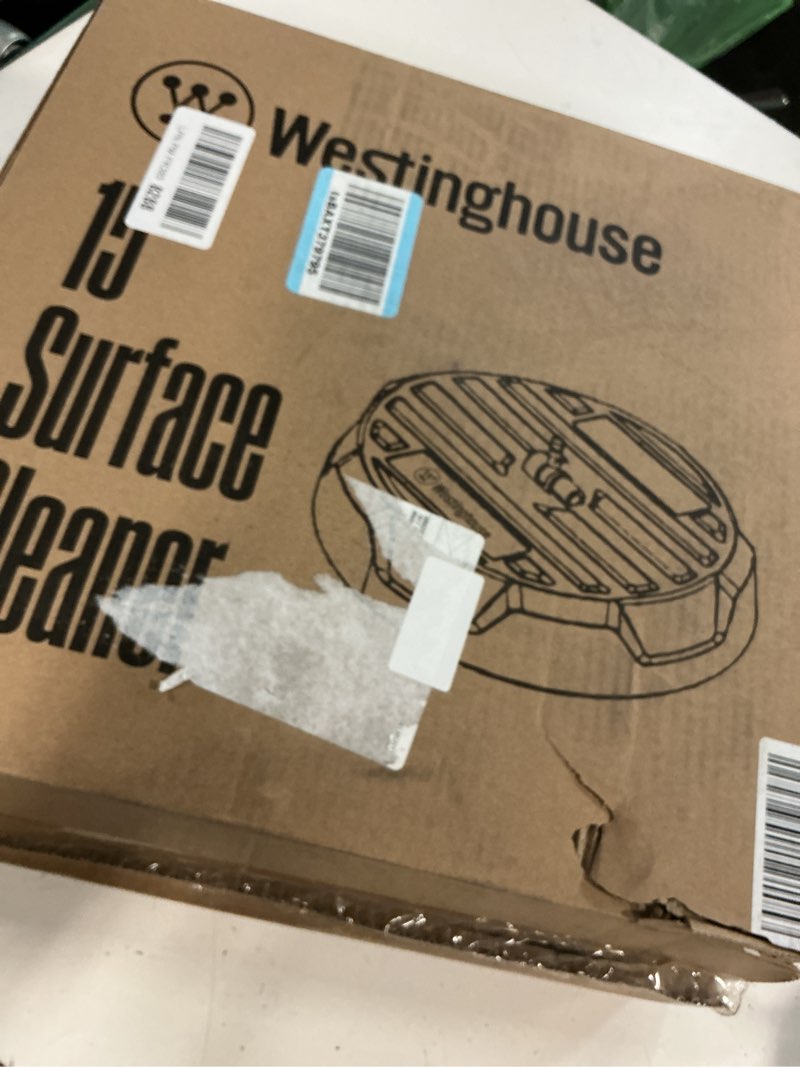 Condition photo showing As Is for westinghouse universal 15” pressure washer surface cleaner attachment - 3400 max psi, 1/4” connector - for gas and electric pressure washers 15" surface cleaner