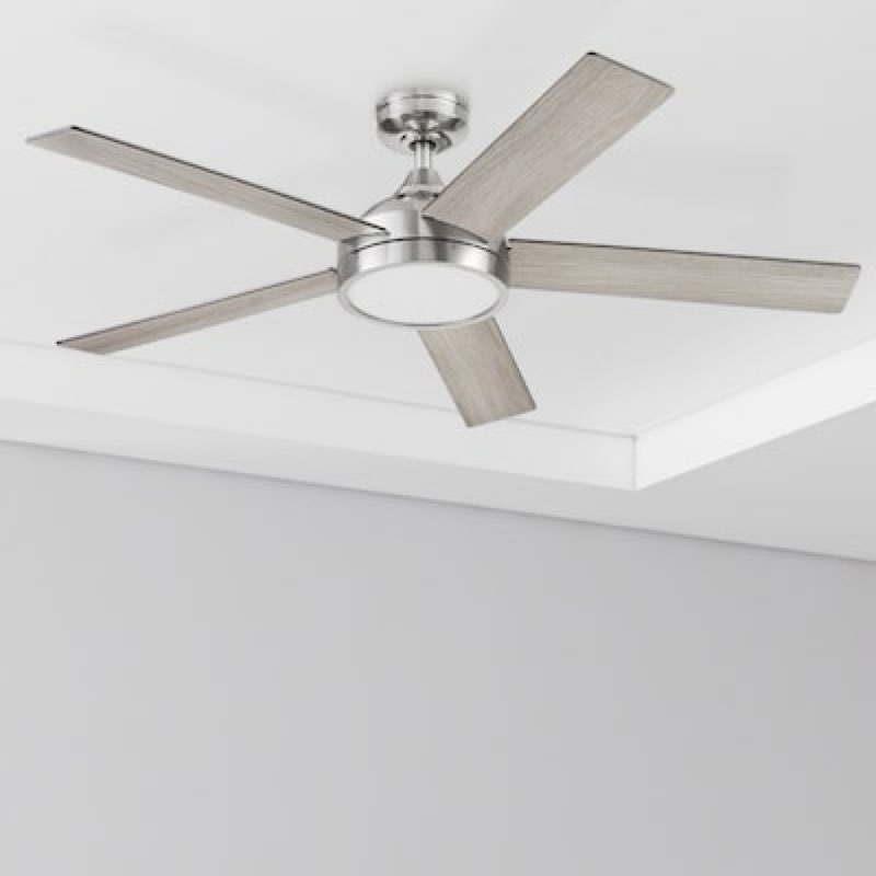  harbor breeze camden 52-in brushed nickel with driftwood/sienna blades led ceiling fan with