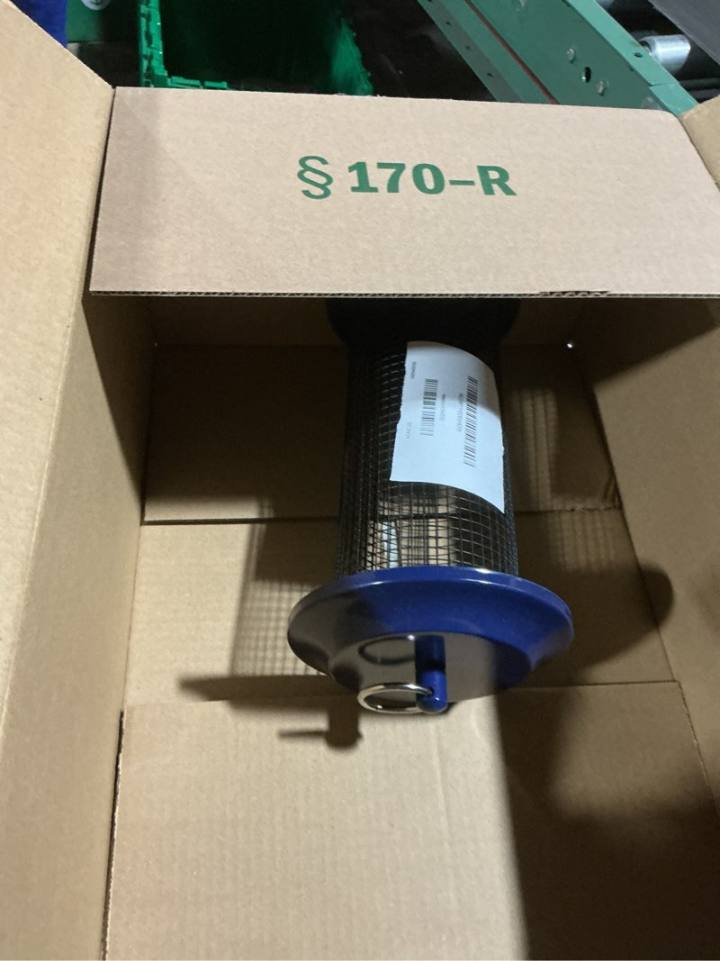 Condition photo showing As Is for Nature's Way Cobalt Metal Mesh Mixed Seed and Peanut Bird Feeder for Wild Birds and Outdoor Décor, 2 Quart Capacity, Easy to Clean and Fill with Easy-Cling Mesh, Blue