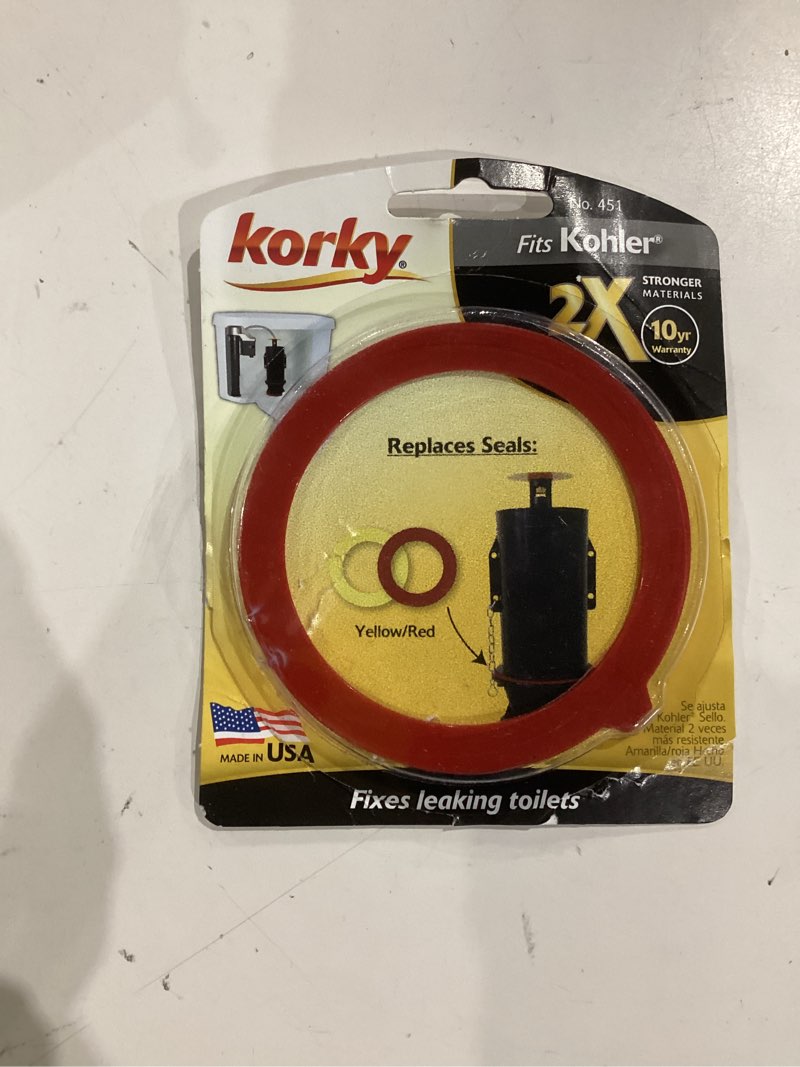 Condition photo showing Good Condition for korky 2x long life toilet flush valve seal fits kohler - fixes leaking tower style flush valves and hard-to-flush toilets - easy to install - made in usa- 451, red