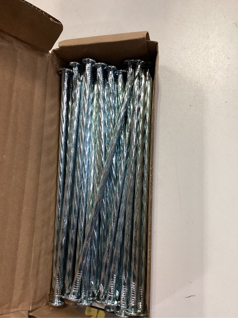 Condition photo showing Good Condition for Spiral Landscape Stakes Galvanized Metal Anchoring Spikes for Artificial Grass, Turf Nails & Weed Barrier - Heavy Duty Ground Stake for Paver Edging, Tent Camping, Carpentry (55, 8 inch) 55 8 inch