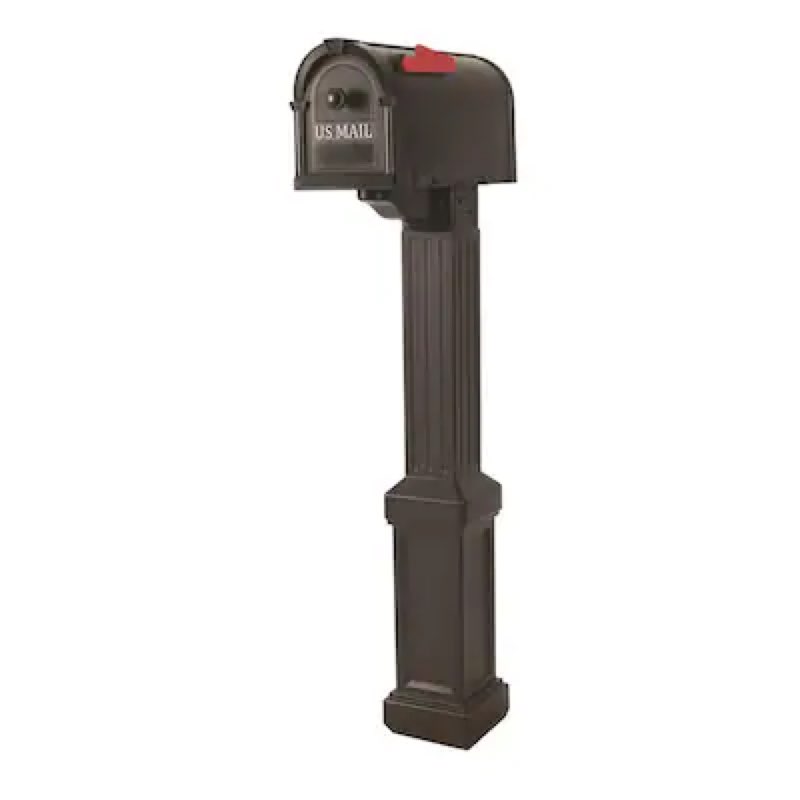 Postal Pro Piedmont Plastic Large Mailbox Black with Post