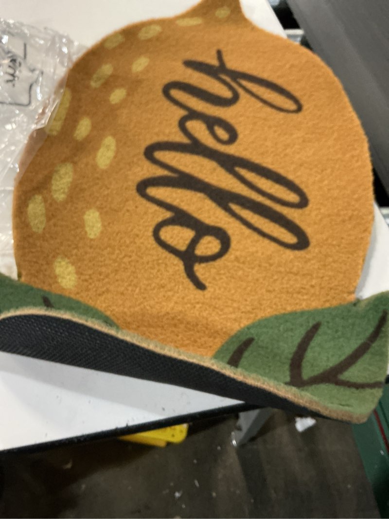 Condition photo showing Good Condition for breling lemon shaped door mat outdoor 30x17 inch, barefoot-soft non-slip coir summer welcome mat with hello design, novelty front door rug for porch patio entryway, home decor housewarming gift lemon style