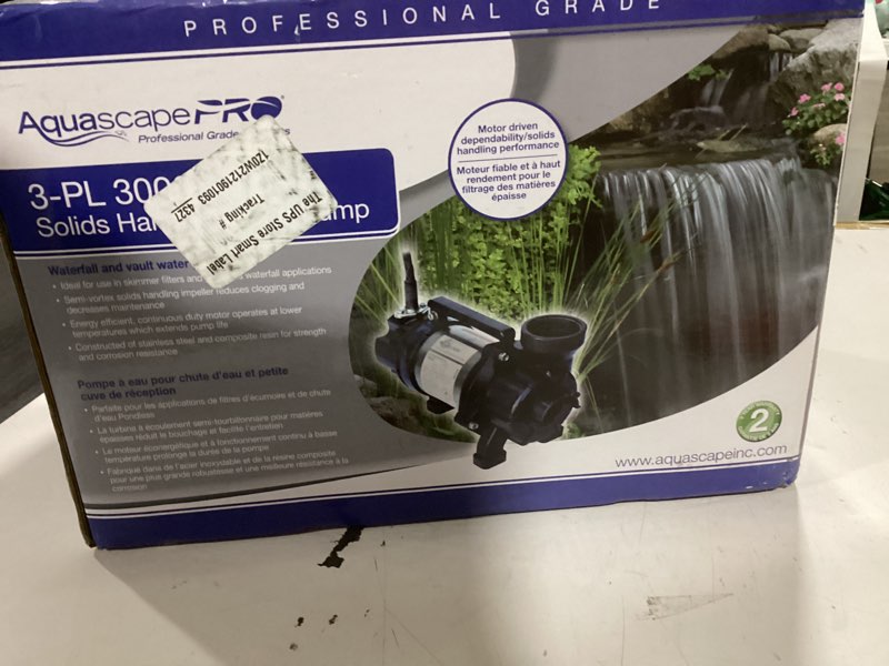 Condition photo showing As Is for adjustable flow pond pump, 600-1800 gph &13ft lift | 100w submersible water pump for waterfall & fish pond, quiet fountain pump, 180° adjustable outlet, filter bag & 20ft cord, ul listed