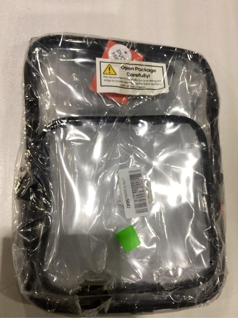Condition photo showing New/Like New for 17" XL Clear Backpack for School - 26L Heavy Duty, Reinforced Recyclable Material Clear Bookbag for College, Workplace Security (17", Black) 17" Black (17" Xl)