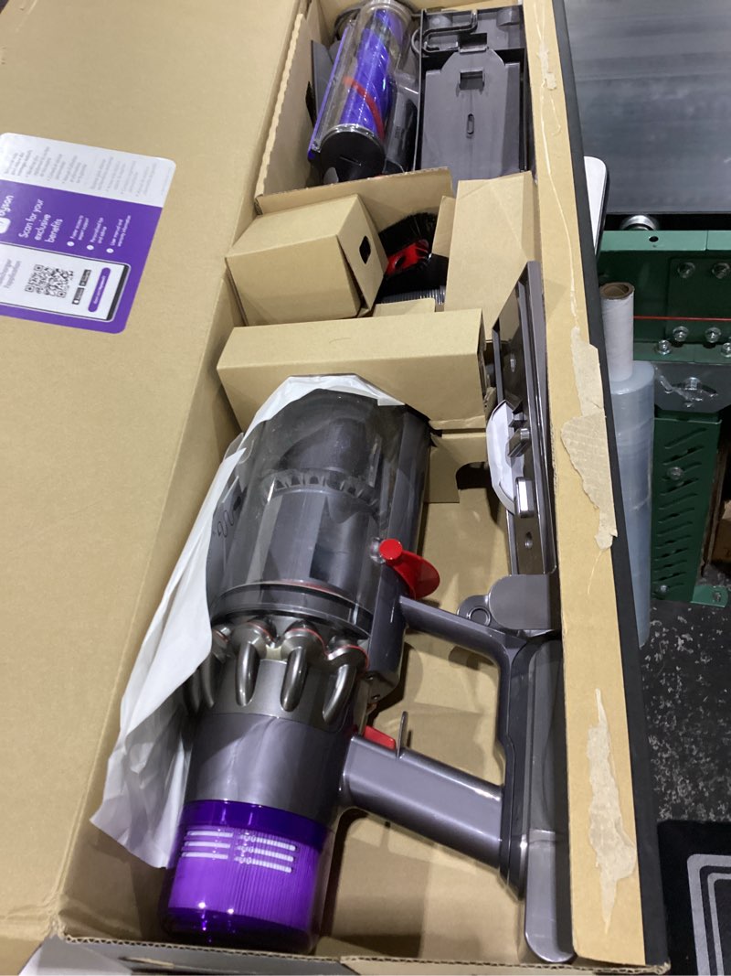 Condition photo showing As Is for **not tested**  dyson v11 extra (nickel/purple)