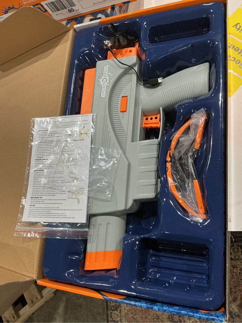 Condition photo showing As Is for incomplete splatrball full auto 375 mini water bead blaster kit grey / orange