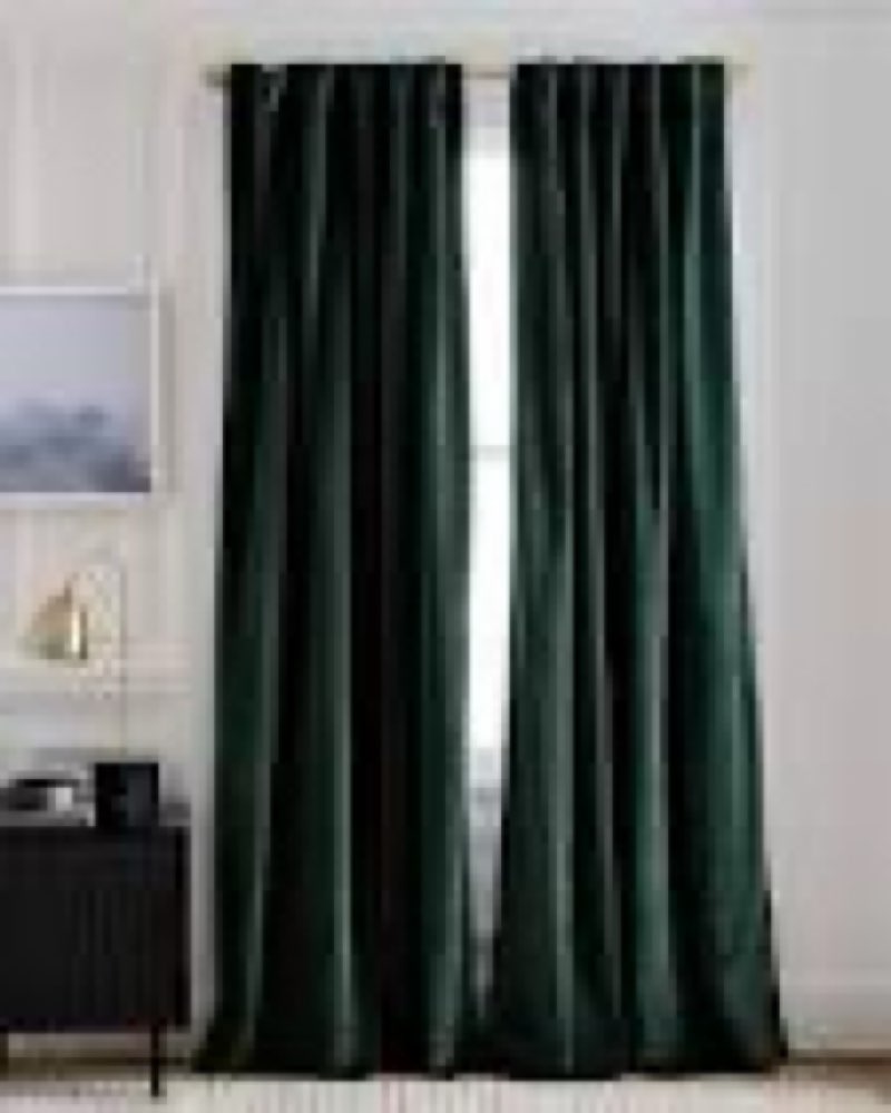 cotton velvet room darkening curtain green 48”x84”  (quince) 