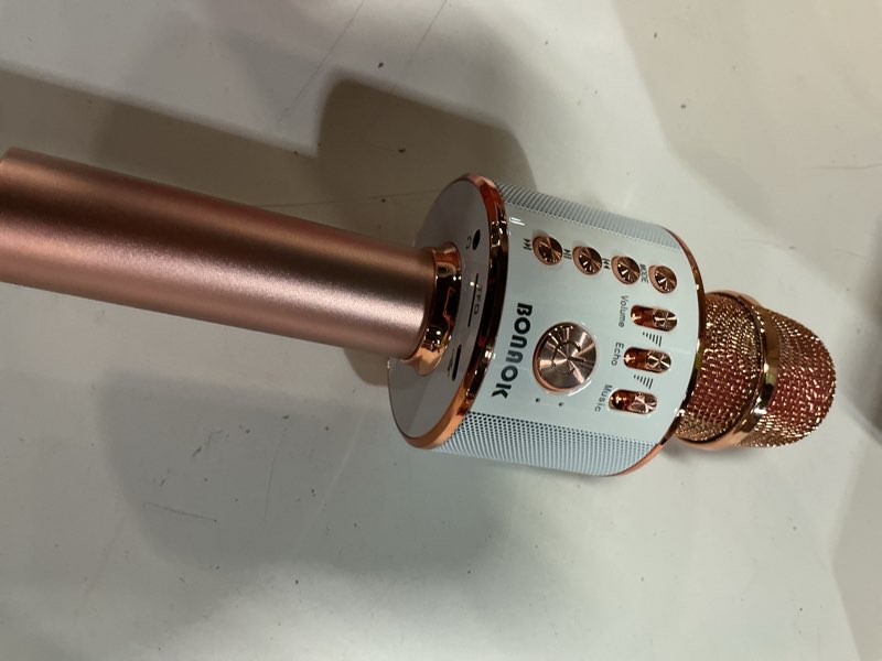 Condition photo showing Good Condition for bonaok wireless bluetooth karaoke microphone,3-in-1 portable handheld karaoke mic speaker machine home party birthday for all smartphones pc(q37 rose gold)