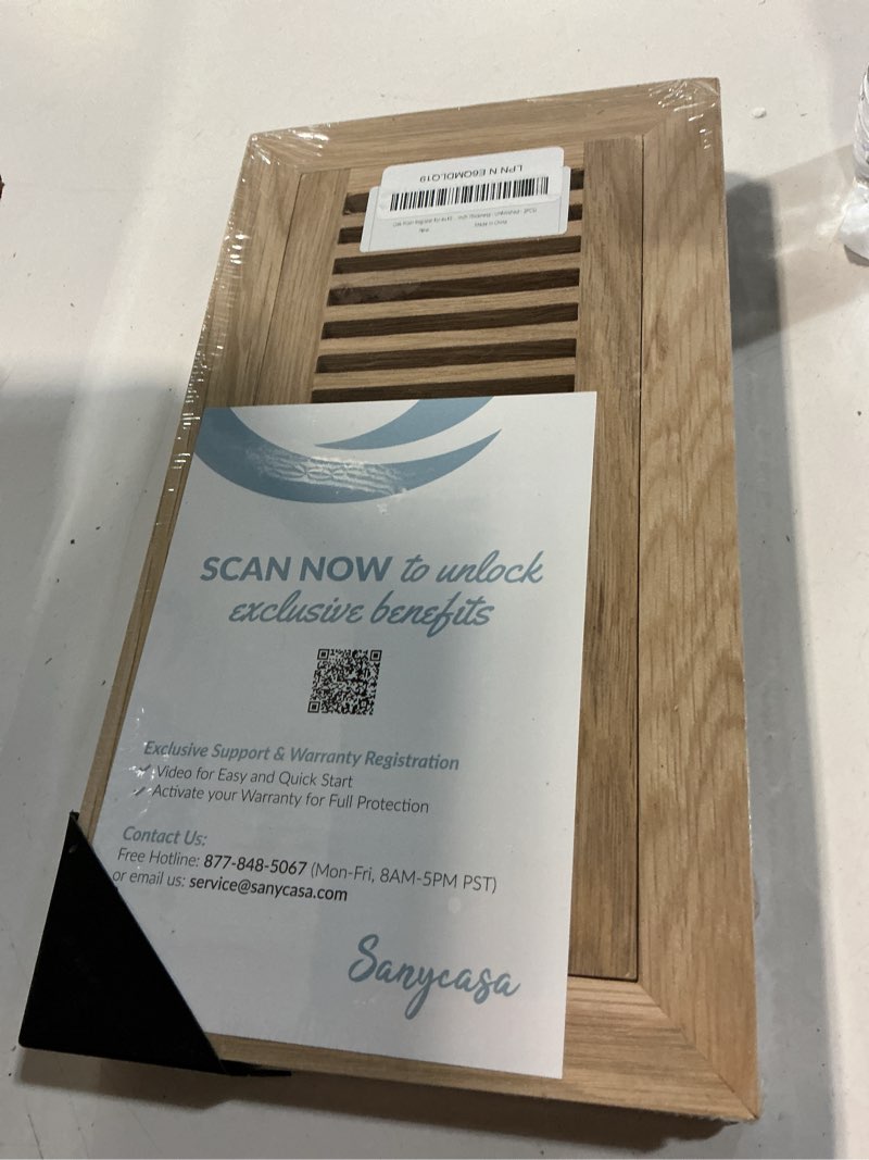 Condition photo showing New/Like New for oak floor register for 4x10 inch duct holes - flush mount floor vent with metal damper - white wooden vent covers for home floor - 0.8 inch thickness - unfinished - 2pcs 4 x 10 2pcs-white oak