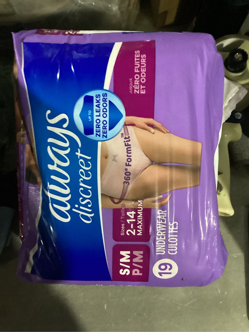 Condition photo showing New/Like New for Always Discreet Adult Incontinence Underwear for Women and Postpartum Underwear, Small/Medium, Up to 100% Bladder Leak Protection, 19 Count Small/Medium 19.0