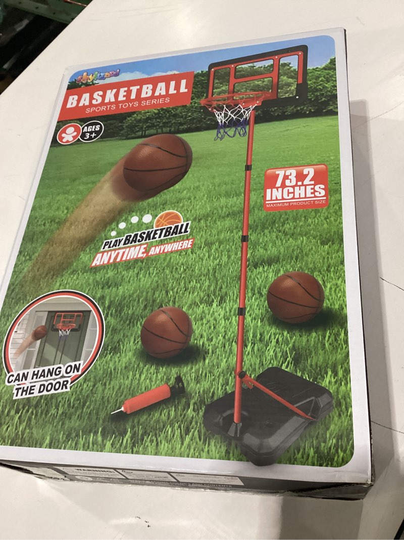 Condition photo showing Good Condition for boys toy gifts for 3 4 5 6 7 8 years old, kids basketball hoop adjustable height 3.5ft-6.2ft, mini basketball hoop for kids, basketball goal toys outdoor indoor game gifts for boys black