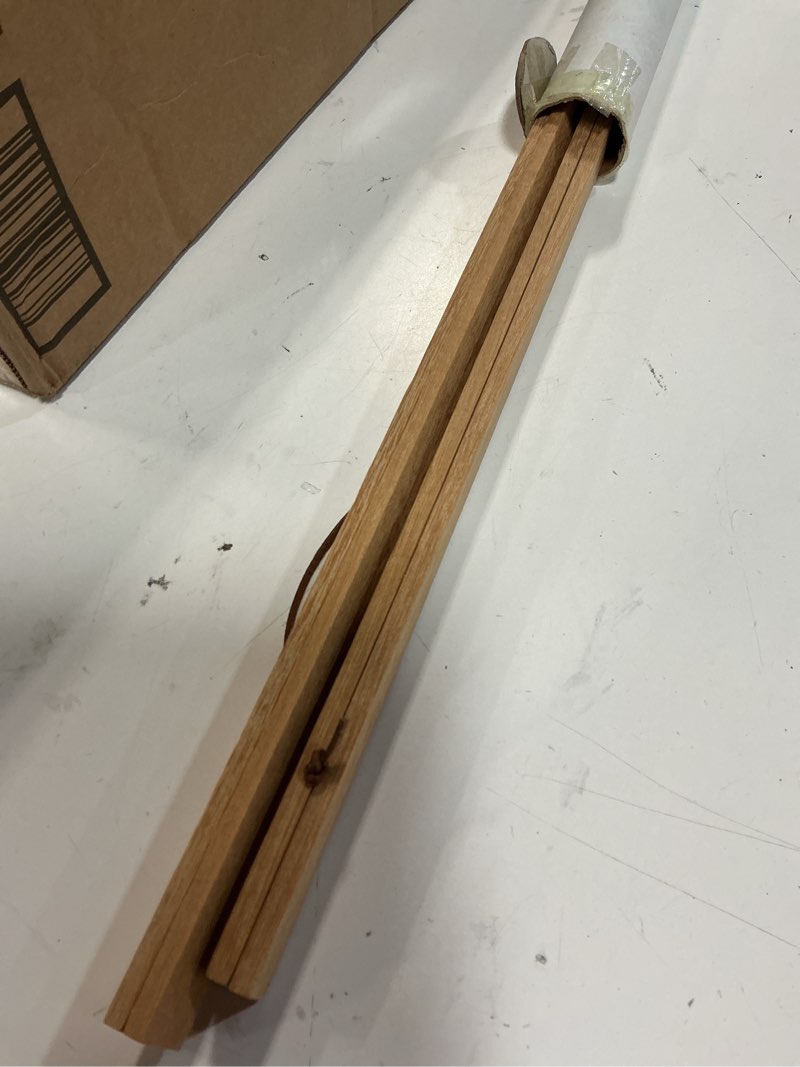 Condition photo showing Good Condition for benjia 25x16 25x35 25x38 poster frame, magnetic light wood wooden frame hanger for photo picutre canvas artwork art print wall hanging (1 pack, 25", teak color) 25l" x 0.7w" brown