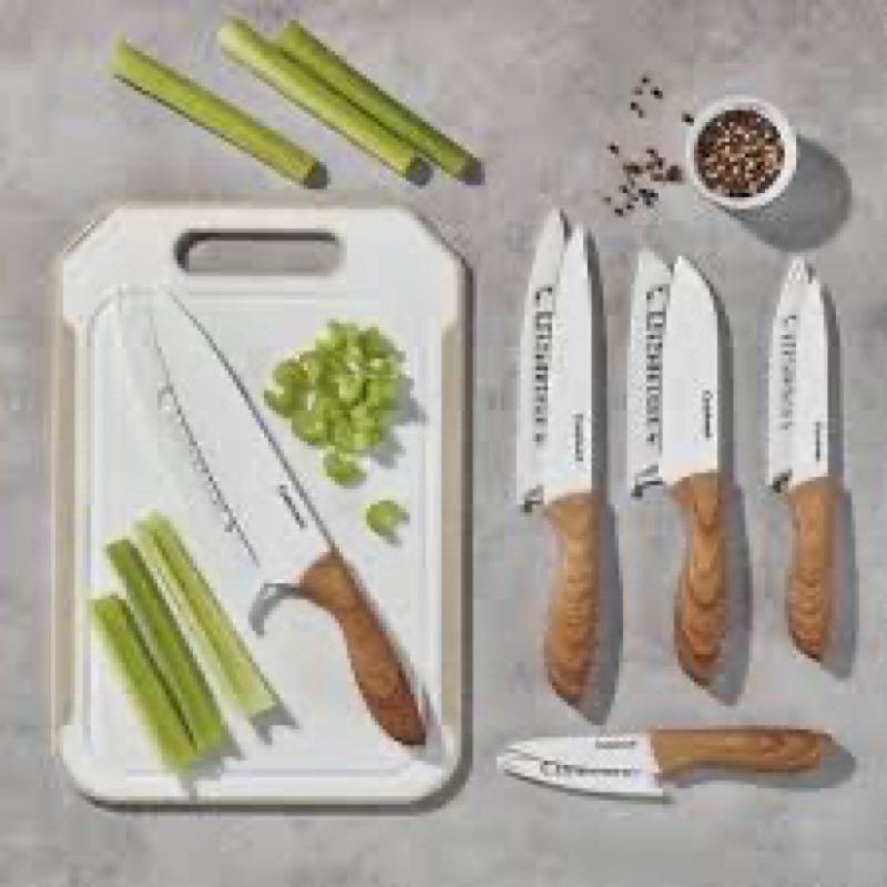 Cuisinart 11-Piece Ceramic Coated Stainless Steel Knife Set with Cutting Board
