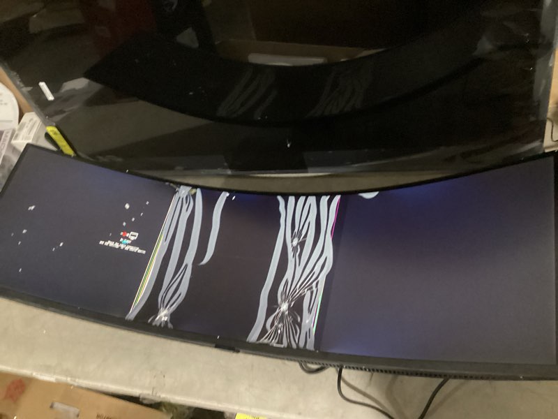 Condition photo showing As Is for screen display damaged samsung 49-inch odyssey g9 (g91f) dqhd, 144hz, curved gaming monitor, ultra-wide 32:9 screen, displayhdr 600, amd freesync™ premium pro, ergonomic stand, ls49fg910enxza, 2025