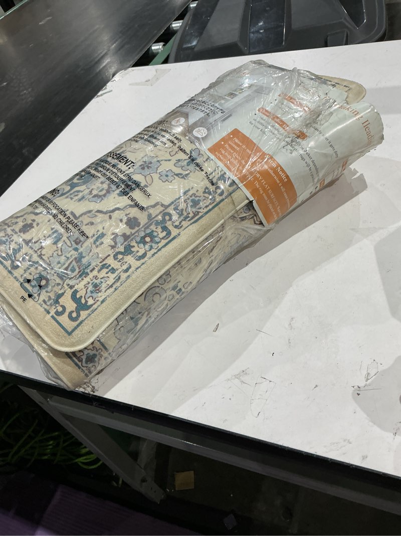 Condition photo showing Good Condition for ileading anti fatigue kitchen rugs sets of 2 cushioned kitchen mats for floor waterproof kitchen mat set non slip comfort standing mat for kitchen, office, sink, laundry blue 17"x47"+17"x28"-0.4"