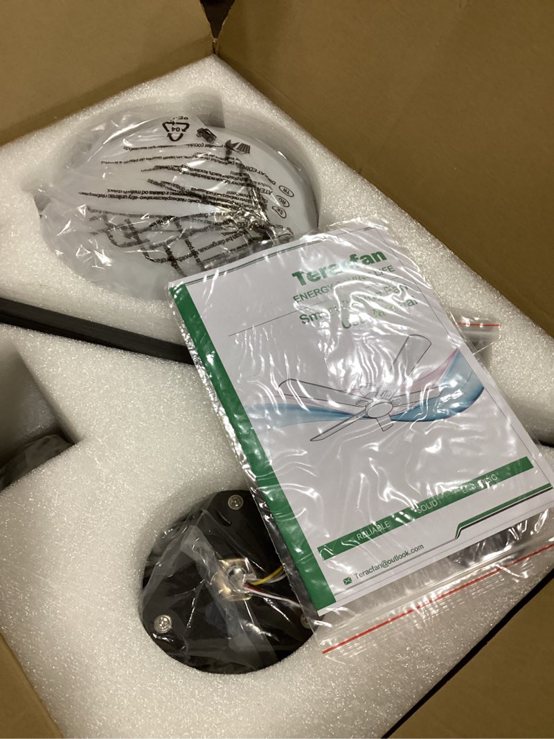 Condition photo showing Good Condition for Ceiling Fans with Lights 52 inch,Flush Mount Low Profile,Smart Remote & App,RGB LED,Dimmable 3CCT,6-Speed Reversible,Sleek Ceiling Fan for Bedroom Living Room Apartment Nursery,Black Brush Black