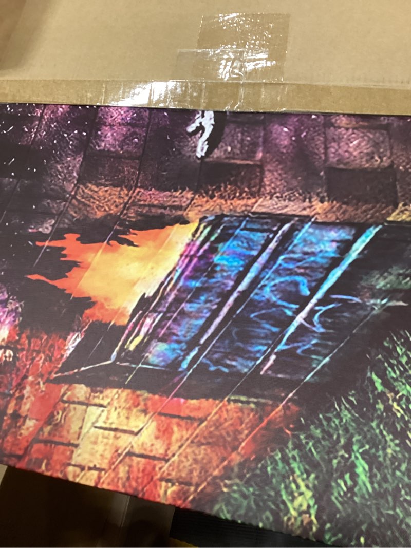Condition photo showing Good Condition for FLTABI Banksy Canvas Wall Art for Living Room Seasons Greetings Graffiti Street Canvas Wall Art Ready to Hang Bathroom Home Office Wall Decor 16Wx24H inches/40x60 cm Seasons Greetings 16W x 24H inches