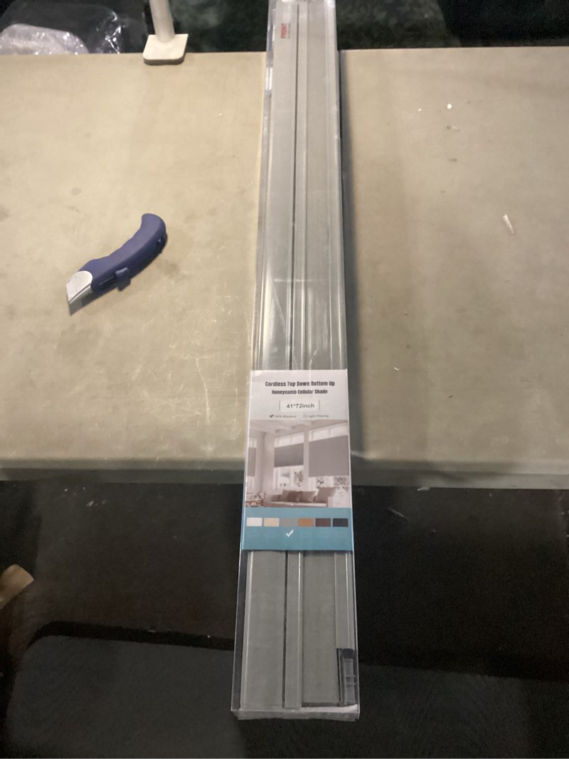 Condition photo showing New/Like New for ChrisDowa Cordless Blackout Roller Shades for Windows, Striped Free-Stop Window Blinds with Privacy, Thermal Insulated Window Shades for Home, Office and Door. White, 20" W x 72" H 20"W x 72"H White