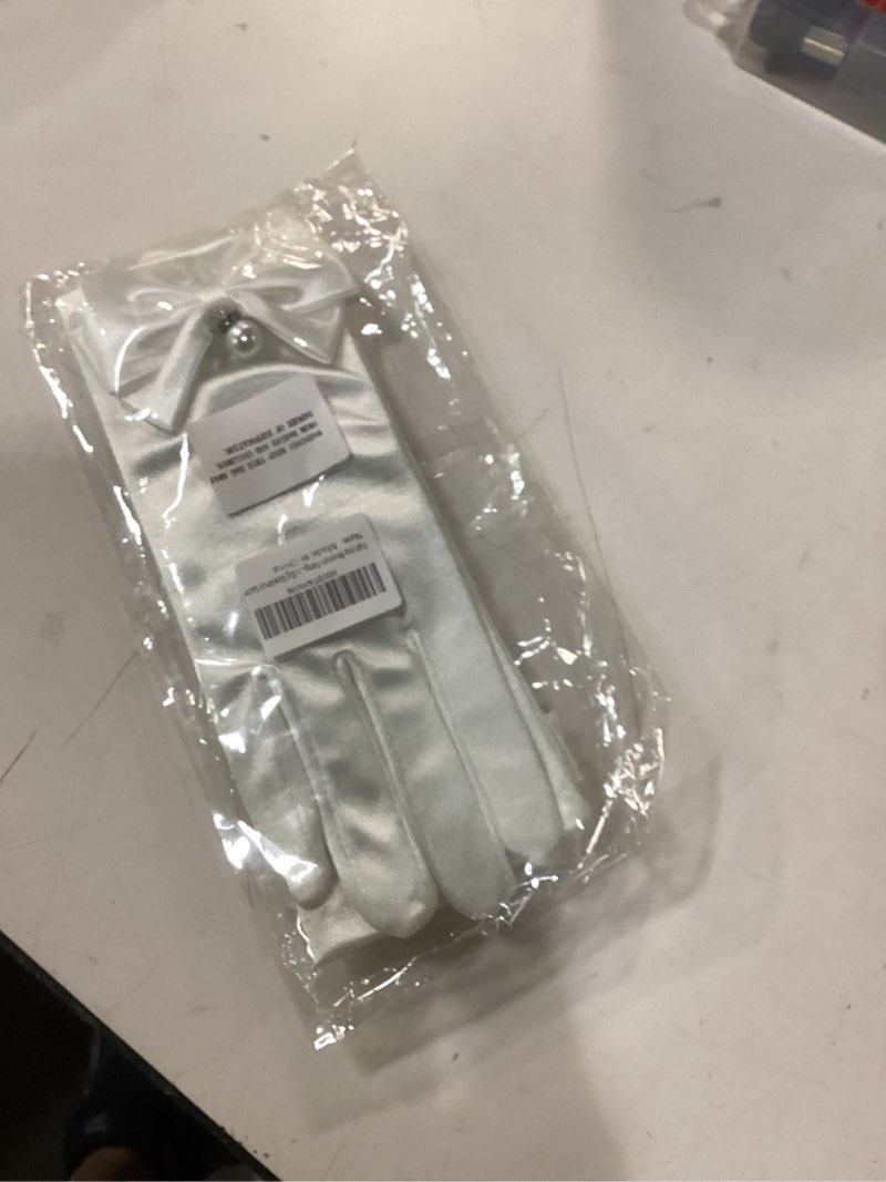 Condition photo showing New/Like New for Women Party Lace Gloves Bridal Opera Evening Wedding Tea Party Prom Cosplay White Big Bowknot Satin