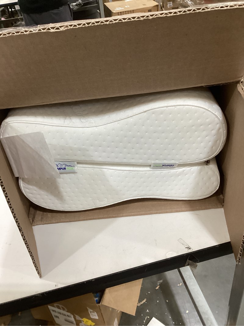 Condition photo showing As Is for tempur-pedic, standard tempur-neck pillow, medium profile-2-pack, white 2 count medium profile 2