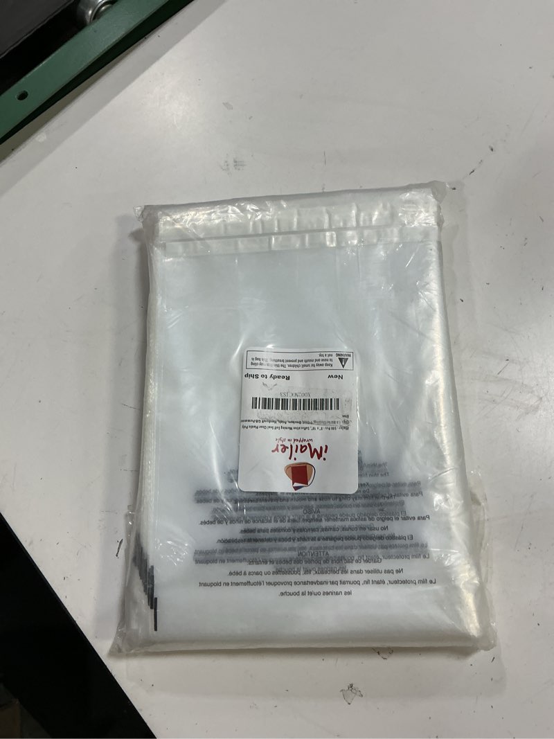 Condition photo showing New/Like New for imailer - 500 pcs - 8" x 10", suffocation warning self seal clear plastic poly bags 1.6 mil for clothing, t-shirt, brochure, prints, handicraft gift-permanent glue 8" x 10" permanent glue