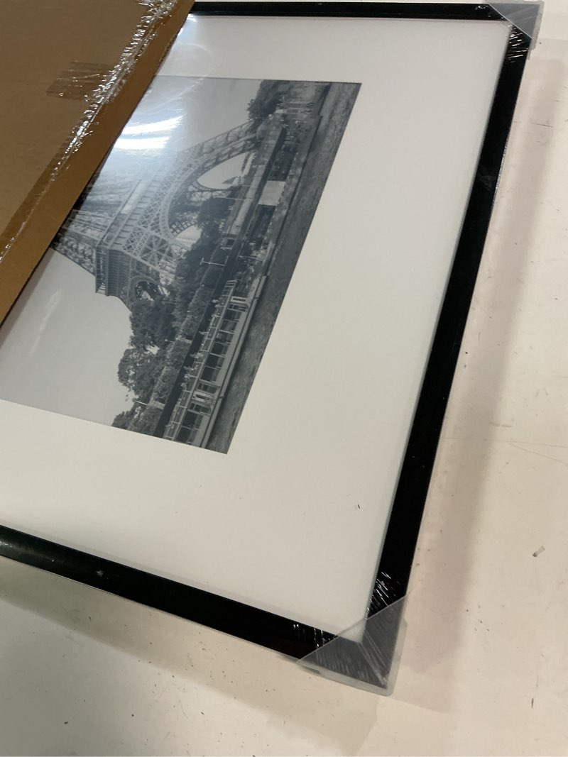 Condition photo showing New/Like New for upsimples 19x27 poster frame, display pictures 13x19 with mat or 19 x 27 without, wall hanging puzzle frames, black, 1 pack black 19x27