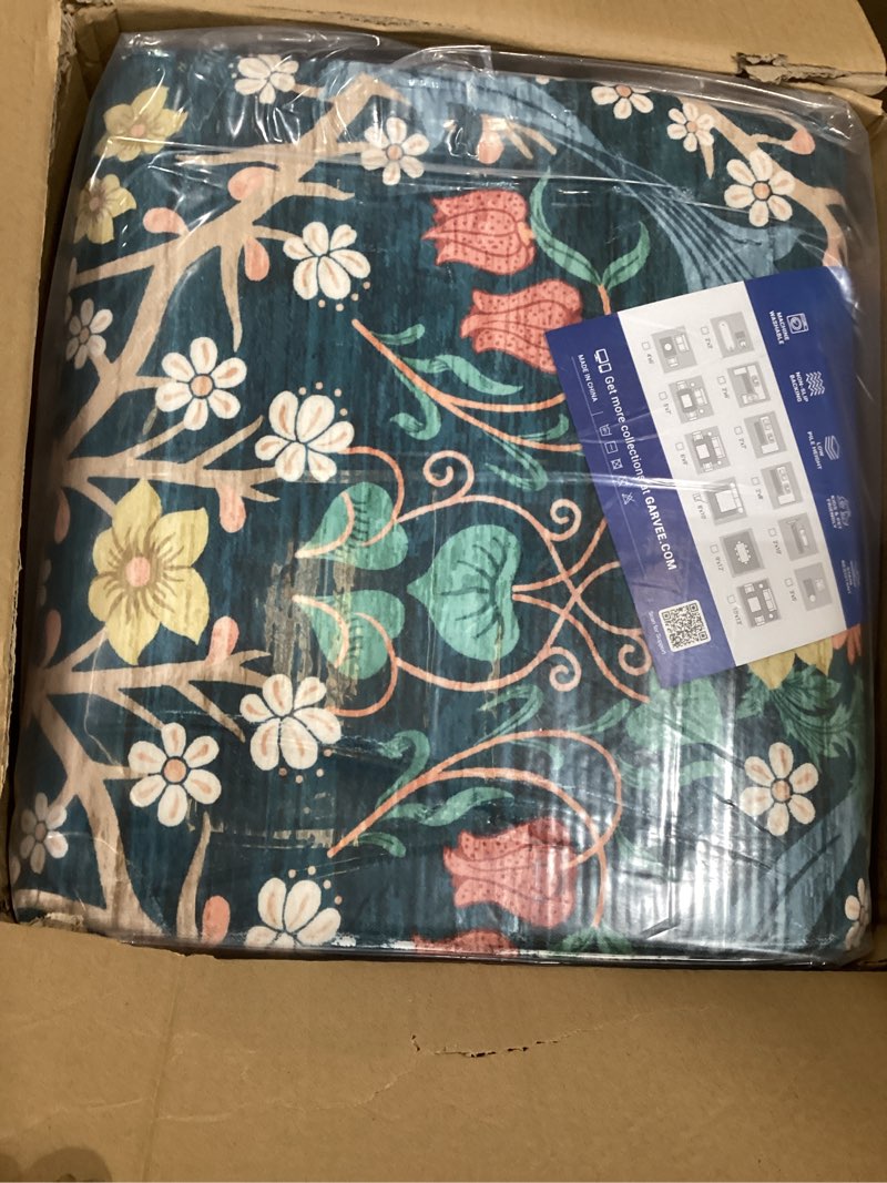 Condition photo showing New/Like New for GarveeHome 8x10 Area Rugs, Washable Rugs for Living Room Non Slip Stain Resistant Ultra Soft Floral Rug, Boho Carpet Floor Mat for Bedroom Dining Room Nursery Playroom Office, Dark Blue B.blue 8' x 10' (Rectangular)