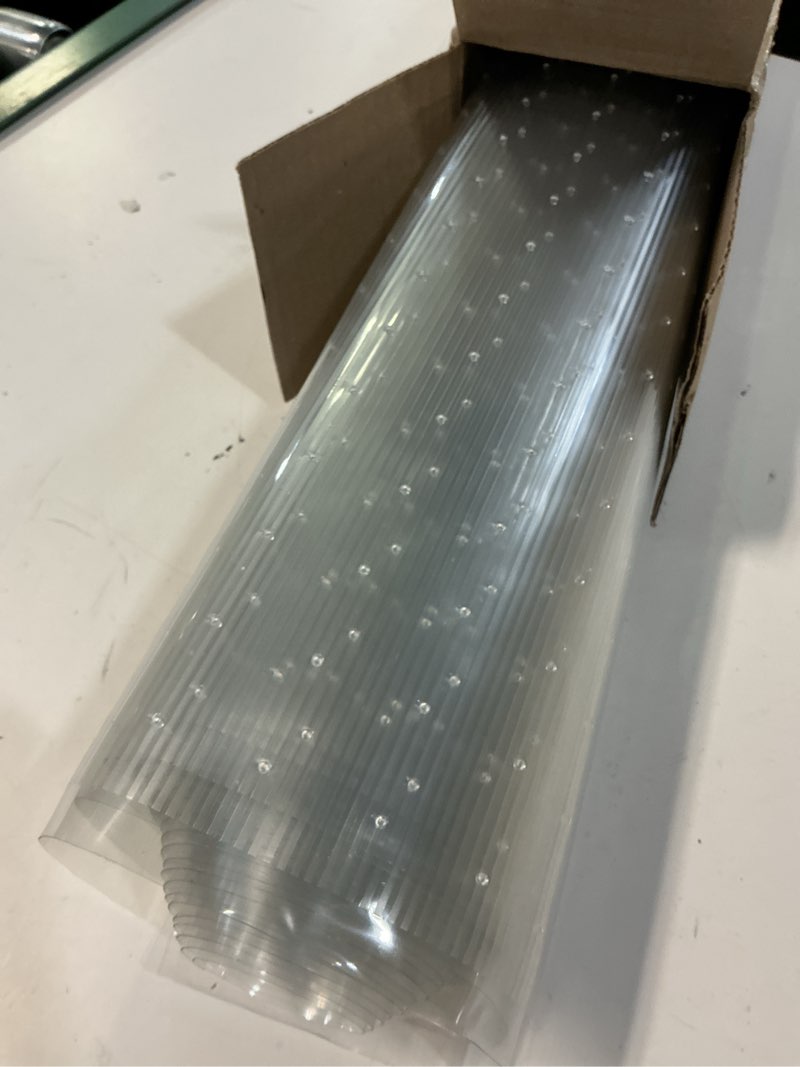 Condition photo showing Good Condition for plastic carpet protector floor runner 27in x 20ft clear carpet runner for high traffic hallway non-slip rug protector for low pile stain-resistant & waterproof clear 2'3" x 20' (rectangular)